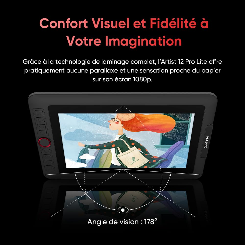 XP-PEN Artist 12 Pro Tablette Graphique avec Ecran HD IPS 11.6" Stylet à 8192 Niveaux avec Inclinaison et 8 Touches de Raccourcis - Compatible avec Mac, Windows | Écran Laminé Anti-Parallaxe | Couleurs 72% NTSC | Stylet 8192 Niveaux | Molette Personnalisa