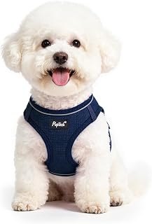 PUPTECK Dog Harness for Puppy and Small Sized Dogs, Step-in No Pull Soft Mesh Vest Harness for Cats Small Pets Walking, Pink Strawberry, Navy Blue XS
