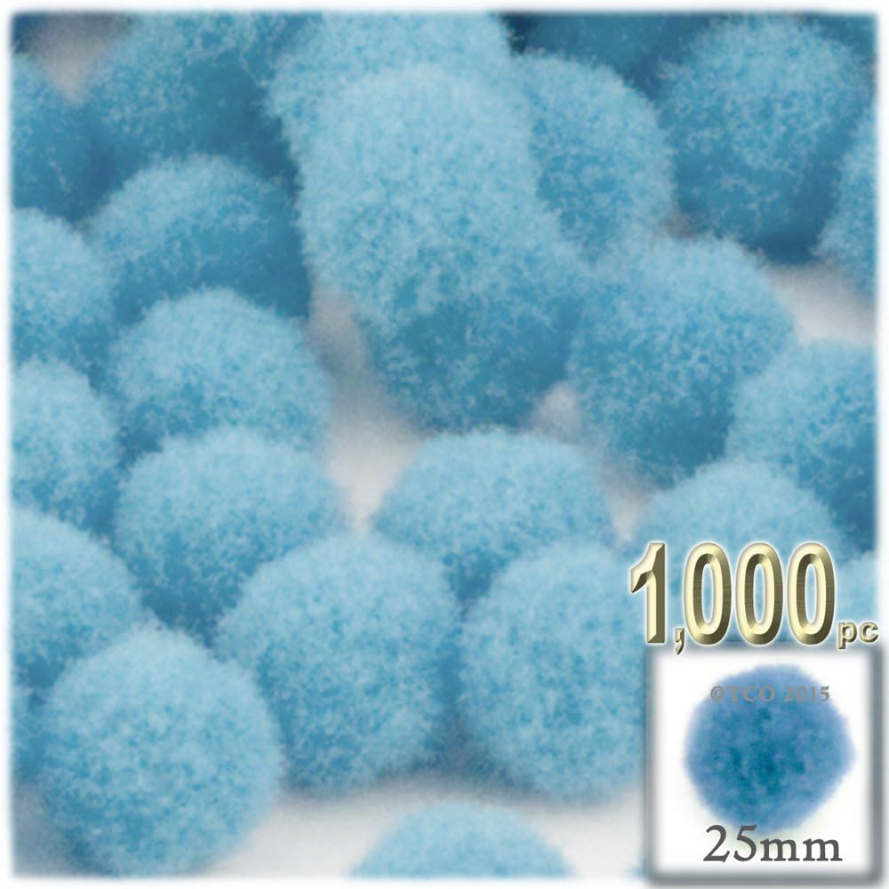 The Crafts Outlet 1,000-Piece Multi Purpose Pom Poms, Acrylic, 25mm/About 1.0-inch, Round, Light Blue