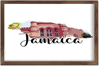 Jamaica Wood Framed Printed Sign Family Wall Art Decor Personalized Architecture Maps Building Art Scenic Signs Country Wooden Plaque Sign for Laundry Nursery Window 8x12in