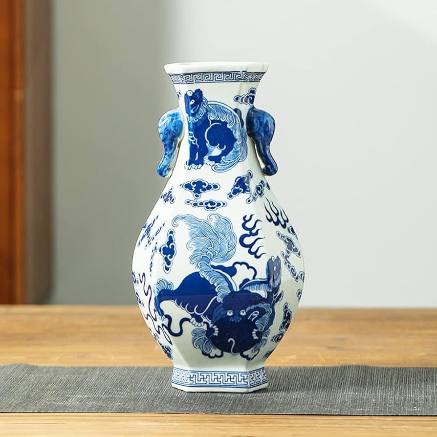清雍正孔雀藍釉画金寿字紋賞瓶  工芸品 美術品 置物 Amazon.com: Jingdezhen Blue and White Porcelain, Hand