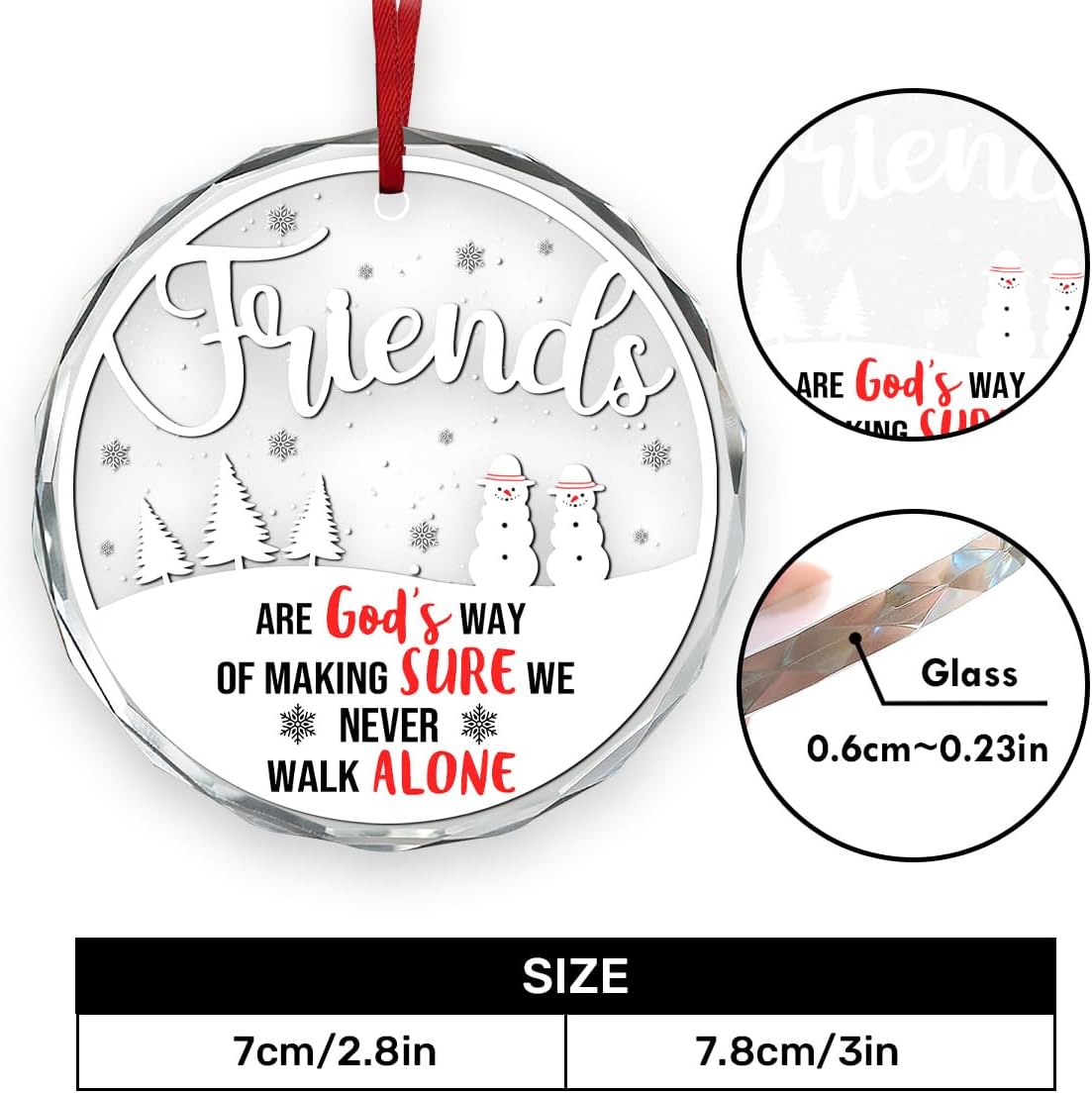 Jesuspirit Friends Christmas Ornaments 2025, Friendship Gifts for Women Friends, Ornament for Christmas Tree, Sister Gifts Ornament (Friends are God's Way of Making Sure We Never Walk Alone) - Image 5