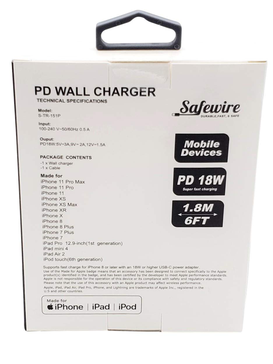Apple Certified iPhone Fast Charger - Ultra Durable 6ft USB C to Lightning  Cable and 20W USB-C Power Adapter Wall Plug for iPhone 13 12 11 Pro Max XS  ...