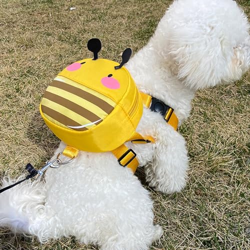 Ruiqas Hunderucksack mit Geschirr Niedlicher Cartoon Satteltasche Selbsttragerucksack für Welpen Kleine Hunde