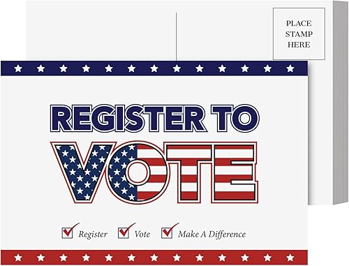 Regístrese para votar Tarjetas postales patrióticas en blanco para la campaña electoral de Estados Unidos Enviable por correo, no necesita sobres,