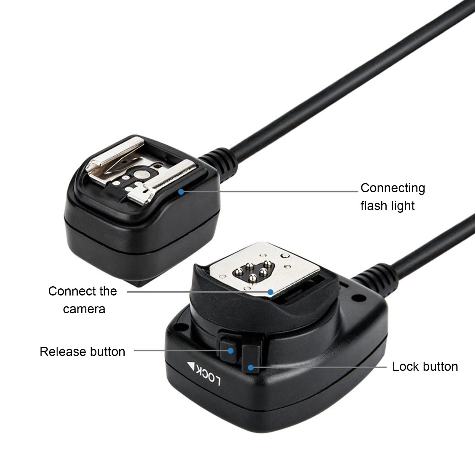 Yctze JJC Flash Esterno Speedlite Flash Core FC‑E3 Cavo Flash Esterno Da 50‑130 Cm Interruttore Di Blocco Della A Molla Per Fotocamera A Pellicola 600EX RT 580EX II E Fotocamera