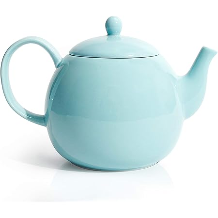 Sweese 220.102 Porcelain Teapot, 40 Ounce Tea Pot - Large Enough for 5 Cups, Turquoise