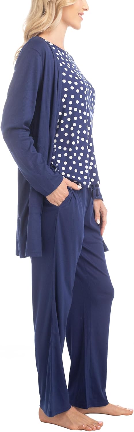 MUK LUKS 3 Piece Women's Pajamas - Anything Sleep and Lounge Set, Matching Long Sleeve Cardigan, Conjunto de Pijama - Image 2