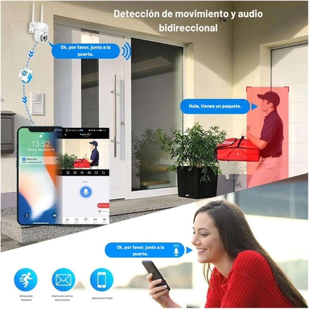 Kit de Monitoreo Inteligente JT-8276 x8 Sin Pantalla 1.2MP con Detección Humana, Conexión Dual X 4, Almacenamiento en la Nube y Visualización Remota