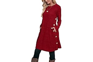 Women's Valentine's Day Dresses with Long Sleeves and Pockets Side