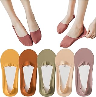 5 Pairs Invisible Ice Silk Socks,No Show Socks Low Cut Comfort Breathable Thin Socks,Non Slip Hidden for for Womens Sock