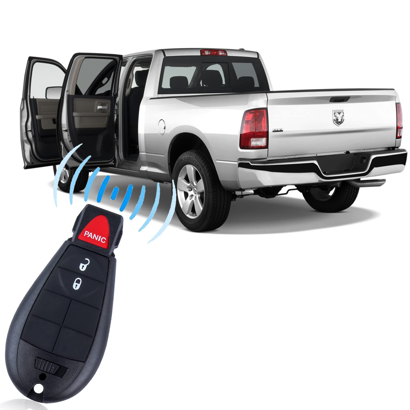Replacement Keyless Remote Key Fob For 2010-2012 Dodge Ram 1500, 2500, 3500