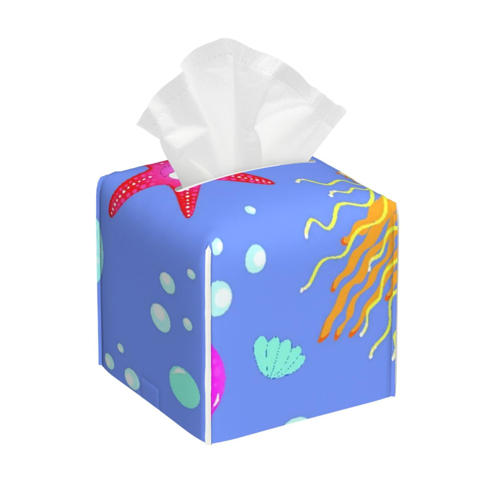 Children, Fun and Funny Octopus, Starfish, Jellyfish PVC Cube Tissue Pack for Home Office Bathroom Use