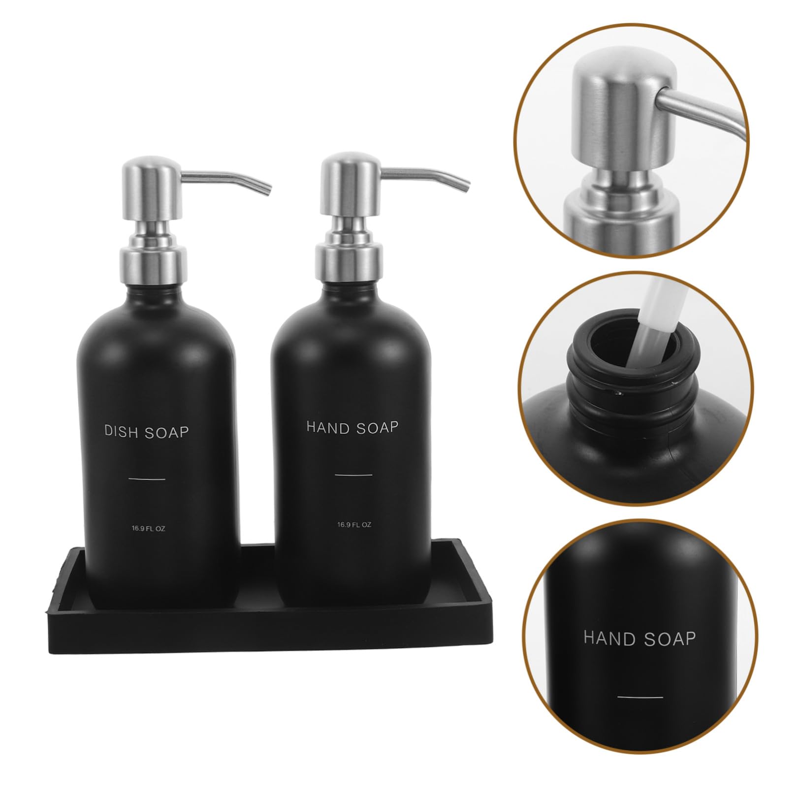 STOBAZA Dispenser in Vetro con Pompa Resistente per Cucina e Bagno e Design per Lavandino e Lavaggio Mani
