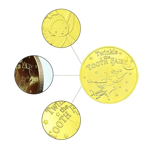 Miniatura 4 de WINDSIUUU - Monedas de hada de los dientes, 10 unidades, recompensa de dientes perdidos, moneda conmemorativa, diente dental, hada chapada en oro,