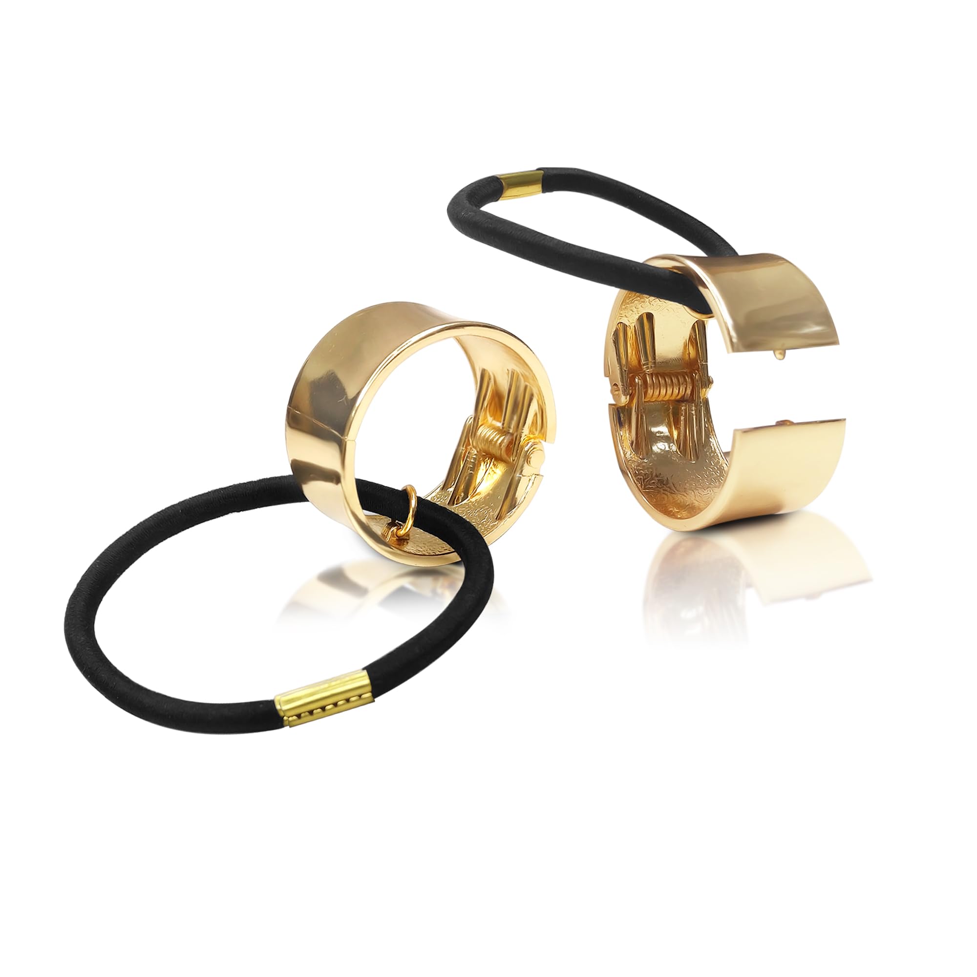 (1Pc) Hair Bands For Women Rubber Band For Hairbands For Women Stylish Long Hair Metal Rubber Band For Hair Ties Metallic Golden Rubber Bands For Hair Golden (1Pc)