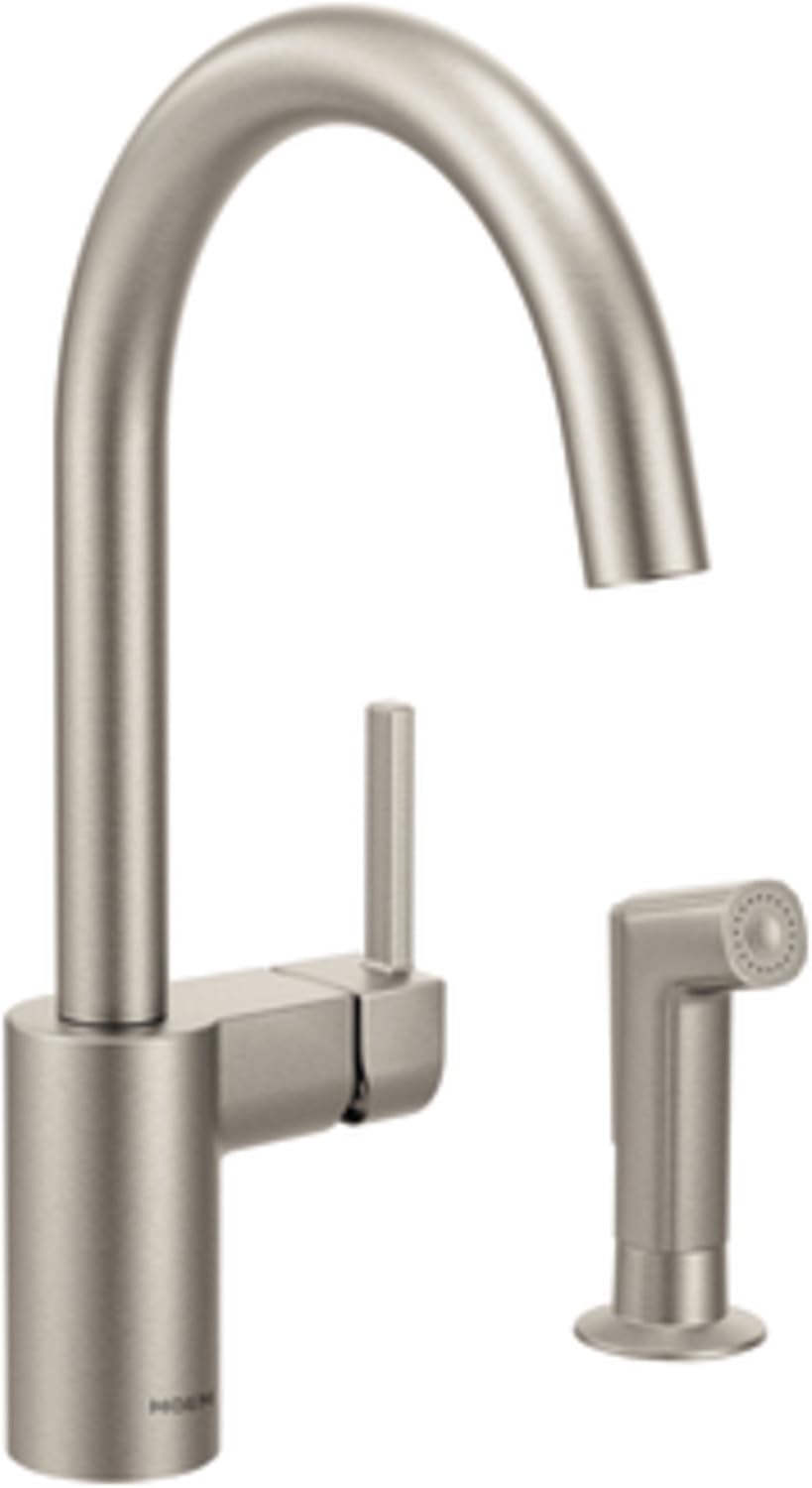 Moen 7165SRS Align One-Handle High-Arc Modern Kitchen Faucet with Side Spray, Spot Resist Stainless