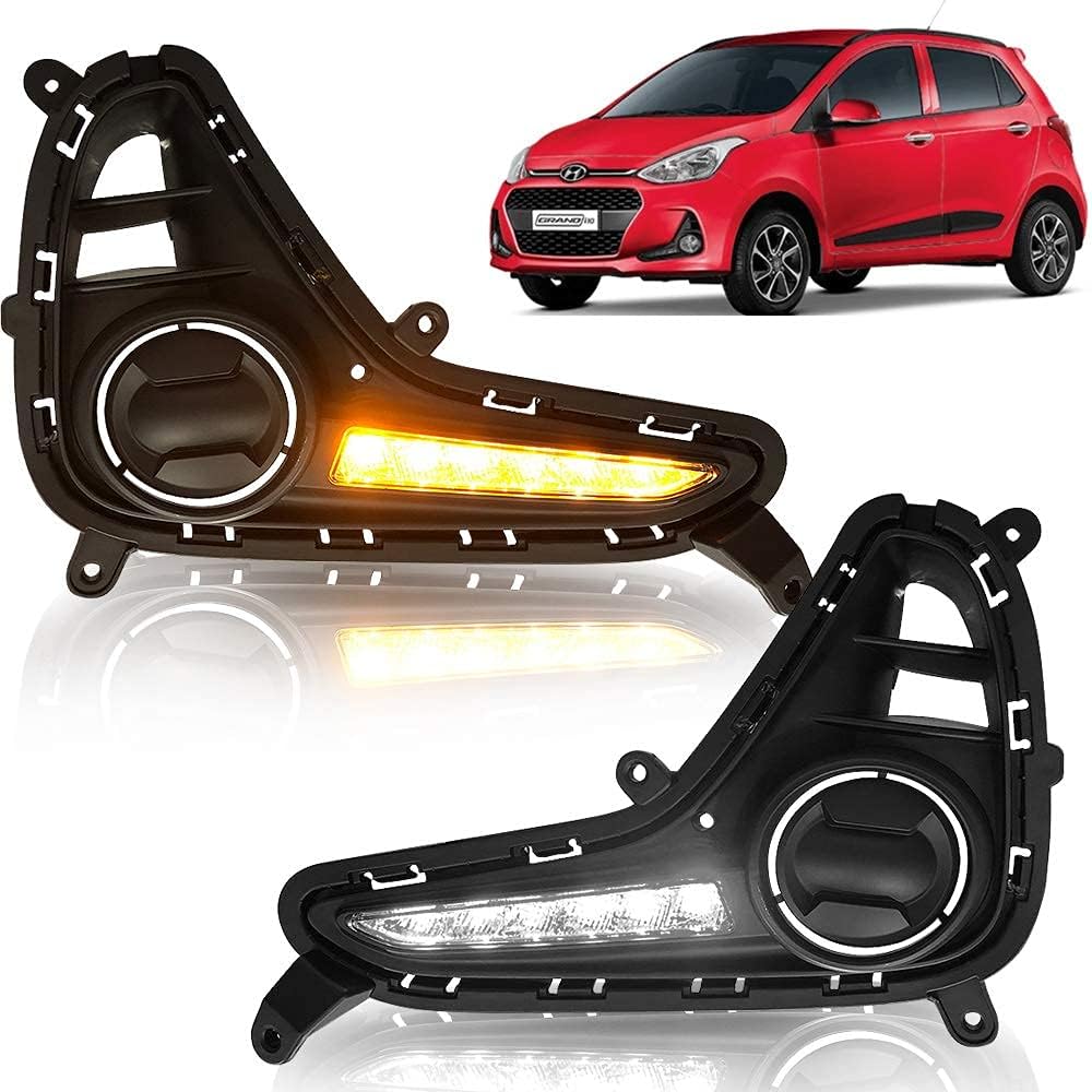 K D DRL Fog Lamp Cover with Turn Indicator for Hyundai Grand i10 Type 2 2016-2019-image-20