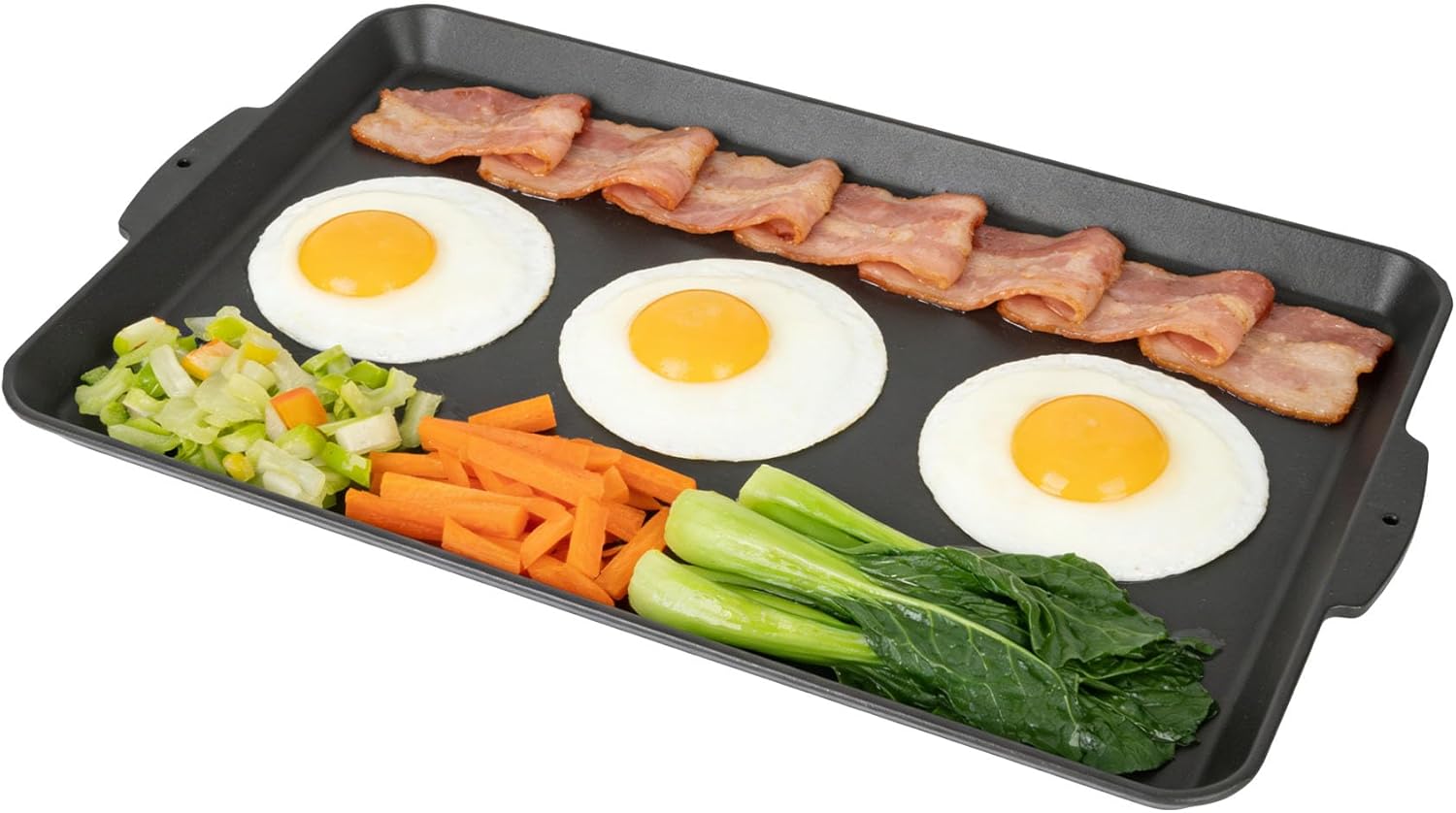 SafBbcue 19 x 11.5 Inch Cast Iron Griddle Pan for Stovetop, Oven, Grill, Campfire, Suitable for Kitchen and Outdoor Cooking, Roasting, Pan Frying, Baking