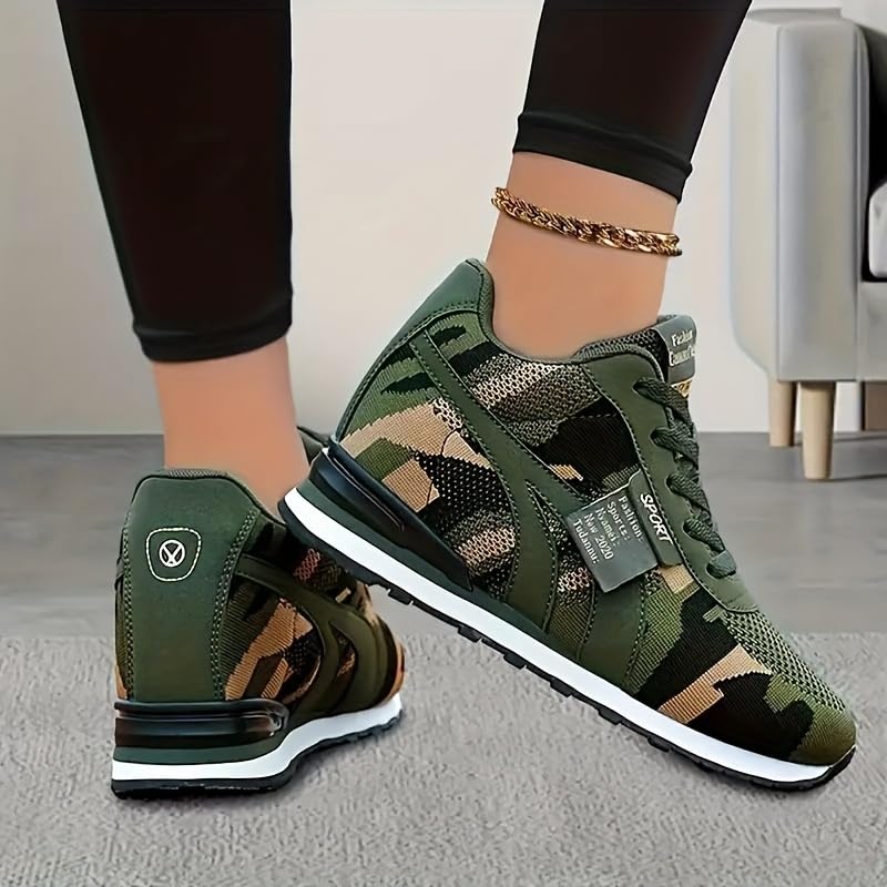 Stylish Camouflage Pattern Sneakers - Soft Cushioning, Breathable, Secure Closure, Fashion Lace Up - Ladies Comfortable Outdoor Hiking Trail Casual Wear Shoes3
