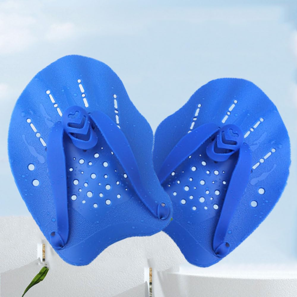 Pale Da Mano Da Nuoto,1 Paio Pagaia Regolabile Per Nuoto, Swim Paddle,Paddle da Palette Professionale Accessori per l'esercizio in Piscina per Adulti e Bambini Unisex(blu)