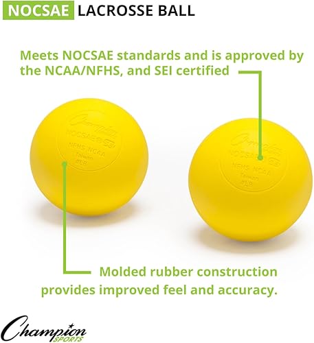 Miniatura 3 de Champion Sports Lacrosse Balls - Tamaño y peso oficiales, aprobado por la NCAA y NFHS, certificado SEI - Profesional y juvenil juego y práctica