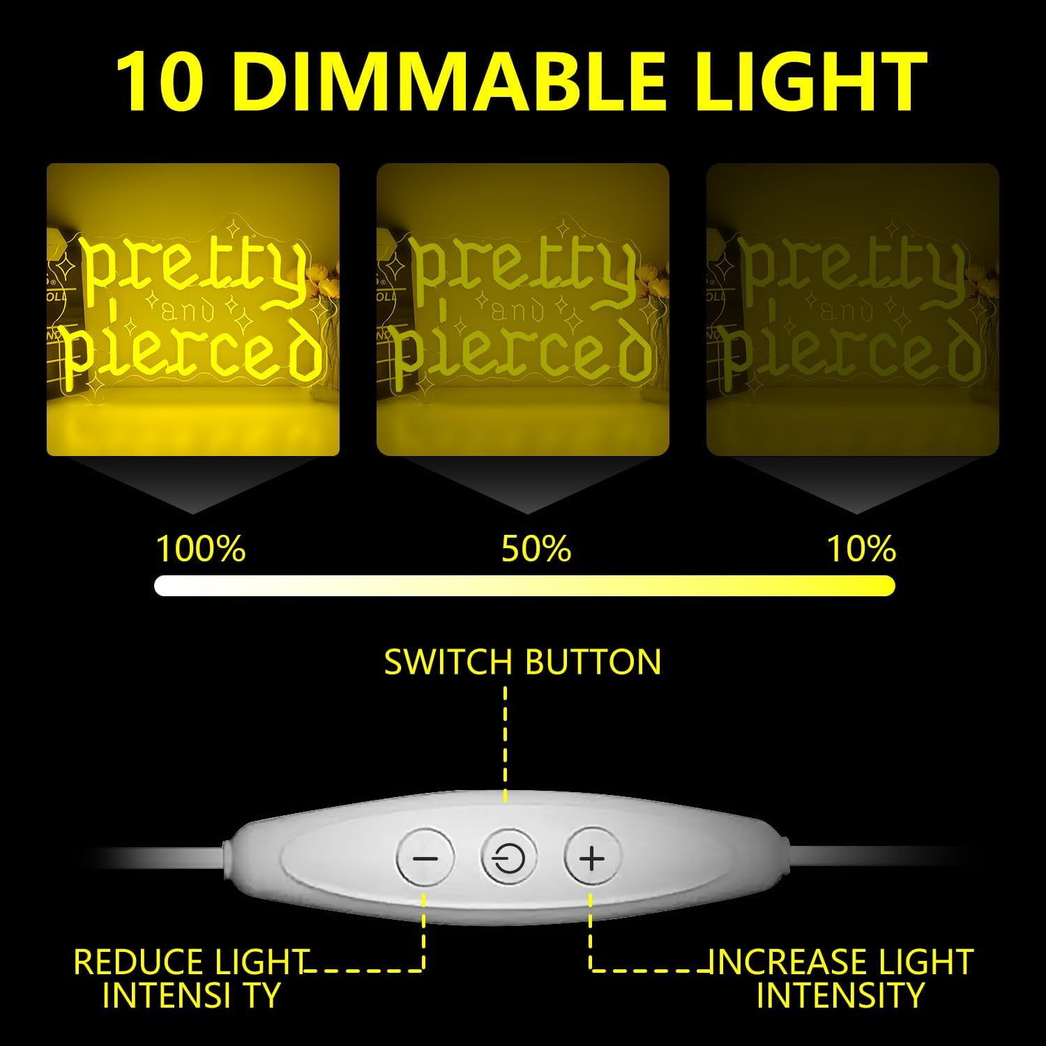 Pretty and Pierced Neon Sign for Wall Decor Dimmable Piercing Led Signs Body Ear Piercing Neon Light Tattoo Studio Light Up Sign for Gothic Style Business Wall Art Tattoo Artist Shop Signage