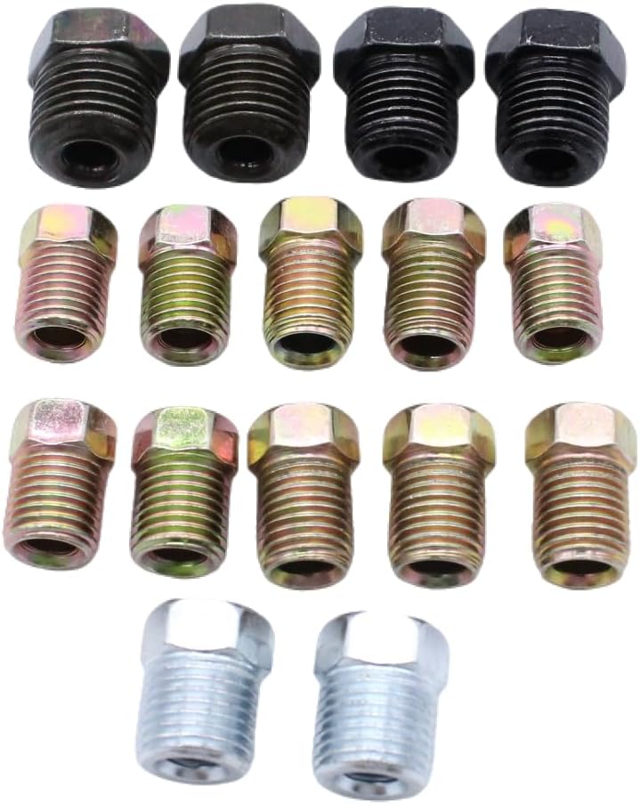 Stainless Brake Line Fitting Kit for 3/16" tube, Inverted Flare Silver (19 Fittings)