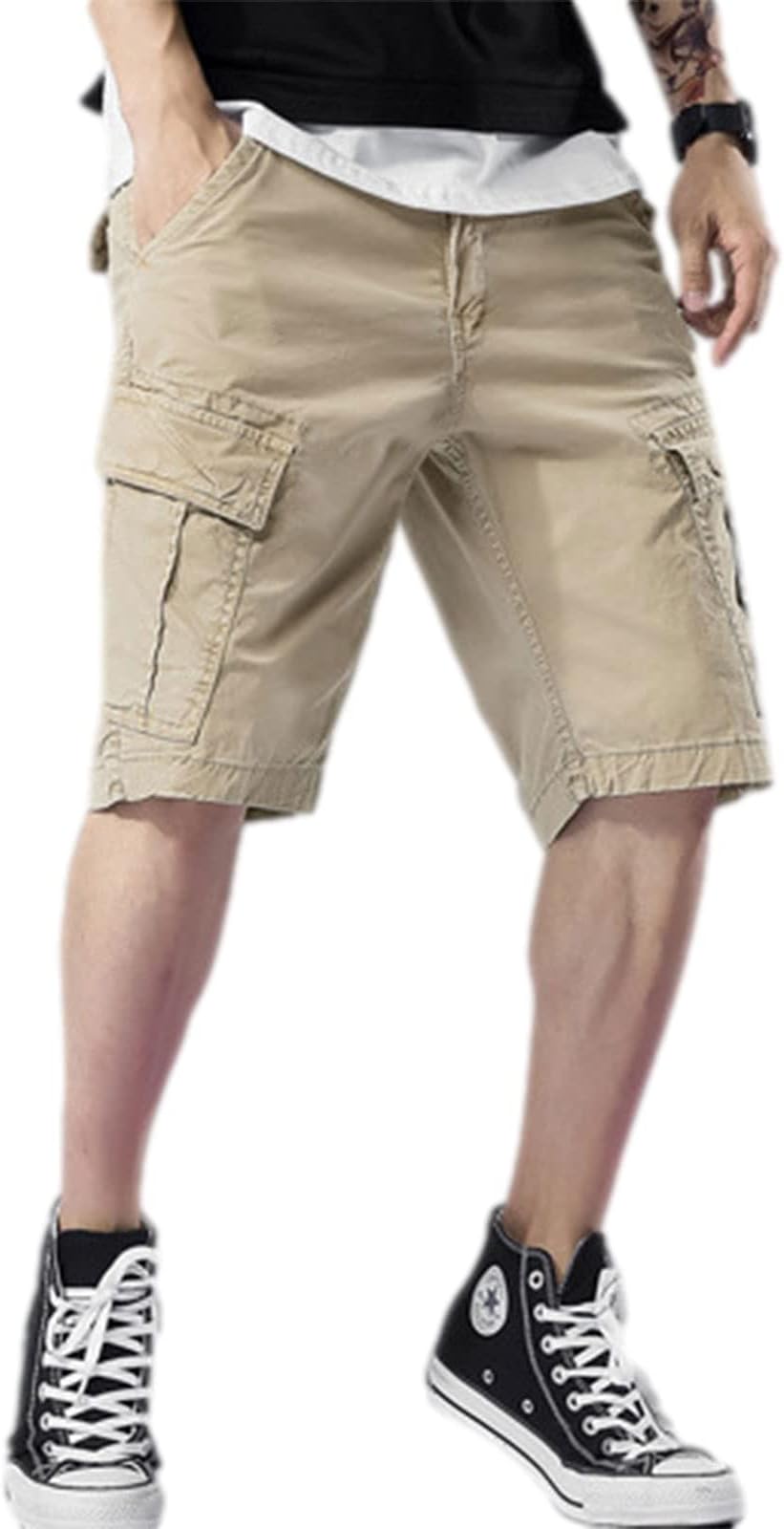 AXYRXWR Mens Cargo Shorts Combat Work Short Sports and Fitness Short Solid Color/Camouflage Print Shorts