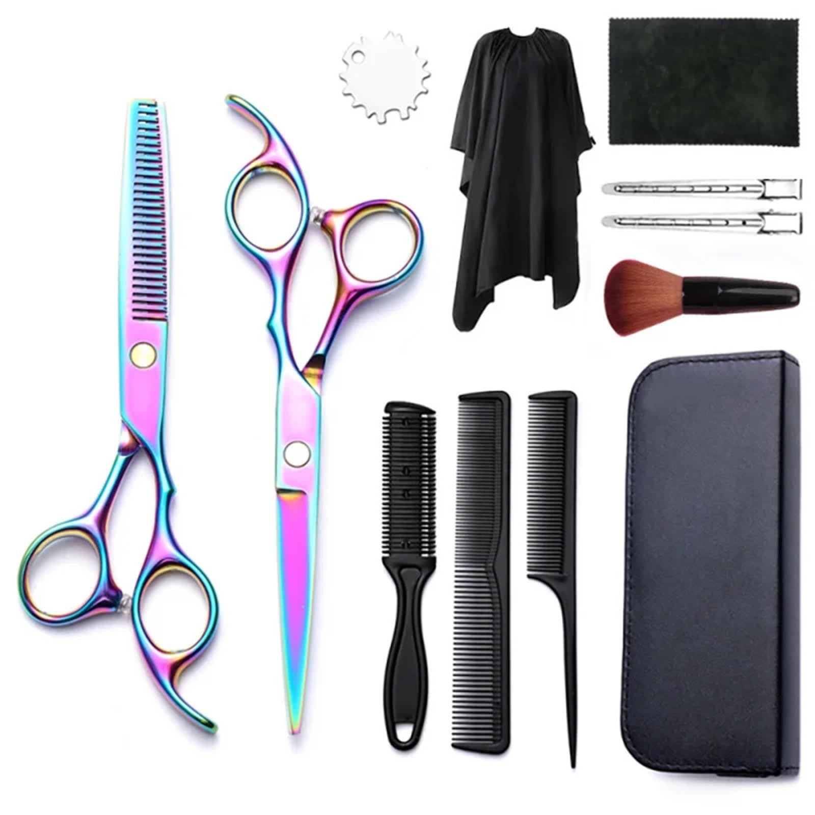 Tijeras Peluqueria Tijeras profesionales de peluquería, tijeras planas y dentadas, entresacar, domésticas, traje(Color 24)