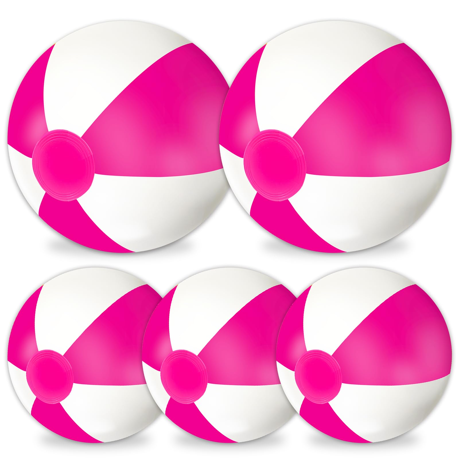 Whaline 5Pcs Inflatable Beach Ball 24 & 16 Inch Round Pool PVC Balls Cute Game Toys