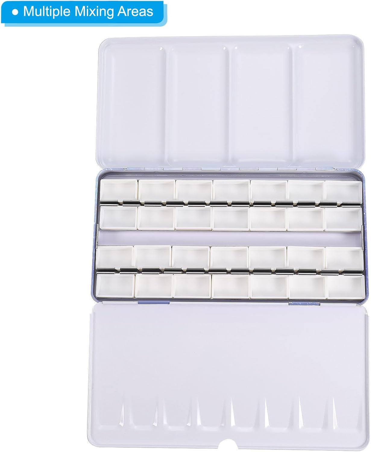 PATIKIL Empty Watercolor Palette, Metal Watercolor Tin with 28pcs Full Pans Paint Case with Lid Paint Box for Travel Gouache Oil Painting, Blue 28 Wells