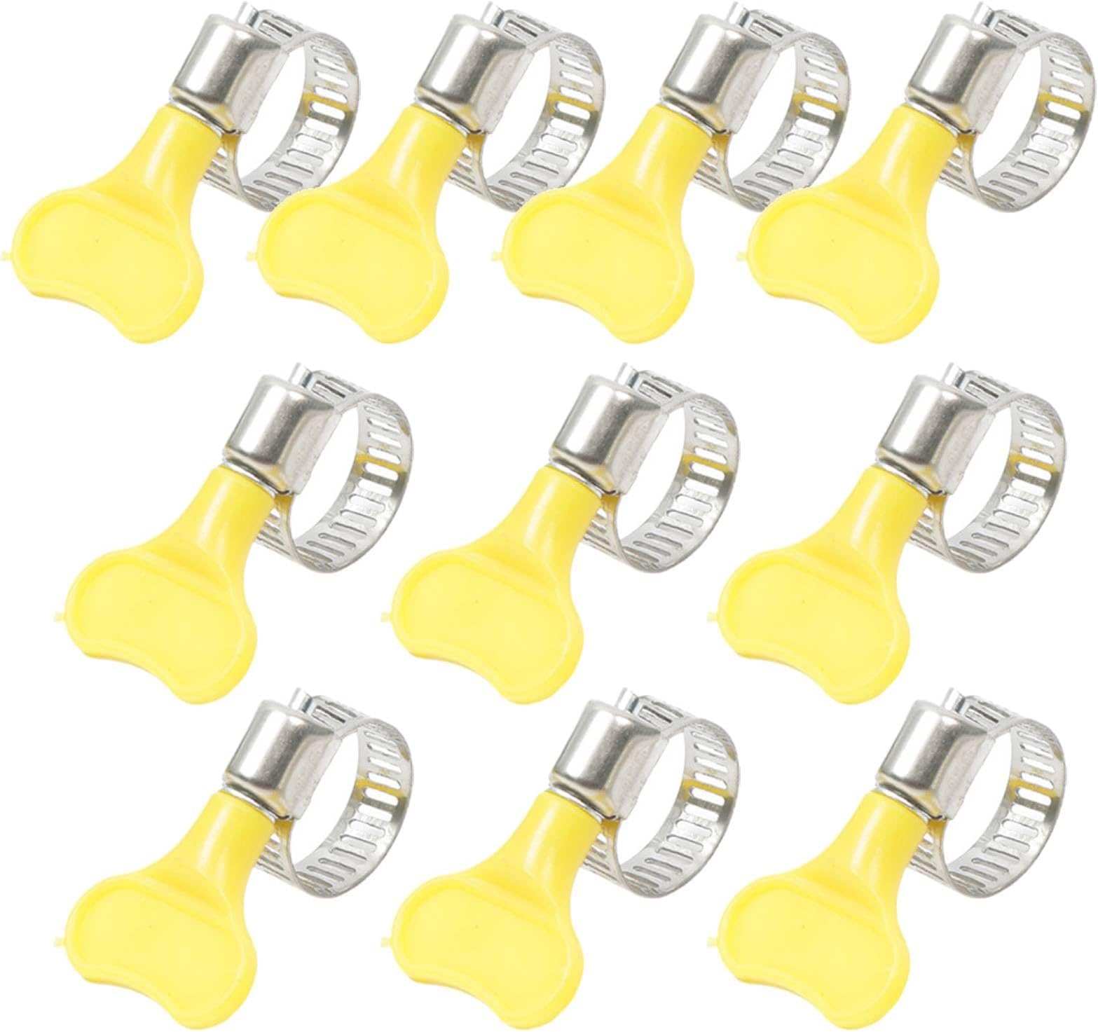 19-29mm Adjustable Jubilee Clips with Plastic Handle, Stainless Steel Worm Drive Hose Clamp for Flexible Pipe Tube, Flexible Connection (Pack of 10)