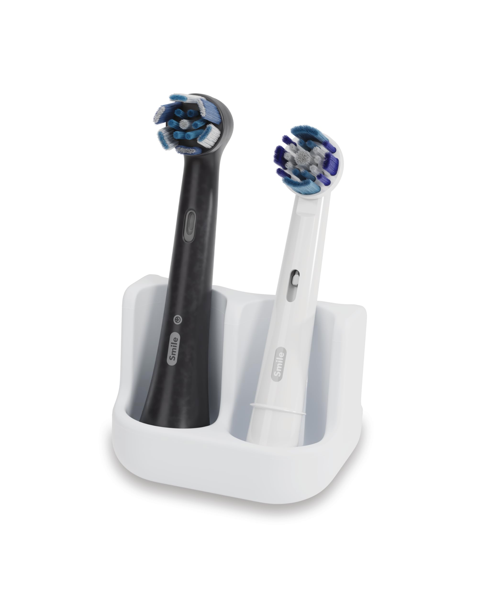 Qikfresh - Halter für 2 Aufsteckbürsten - Passend für Oral-B, iO, Philips Sonicare, Waterpik, Fairywill - Aus lebensmittelechtem Silikon (Weiß)