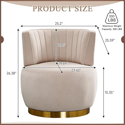 Miniatura 2 de Silla giratoria de terciopelo, moderna silla decorativa tapizada, silla redonda giratoria de 360 con base de metal dorado, cómoda silla de brazo