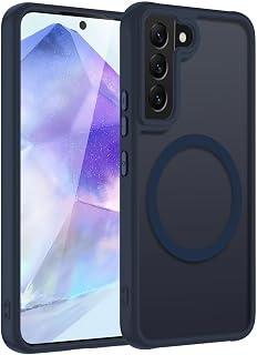 TUUTPU Magnetisch Hülle für Samsung Galaxy S22 5G Kompatibel mit MagSafe, Handyhülle Matt Transluzente Schlanke Hart Case Kratzfeste PC Rückseite + TPU Bumper Stoßfest Schutzhülle, Blau