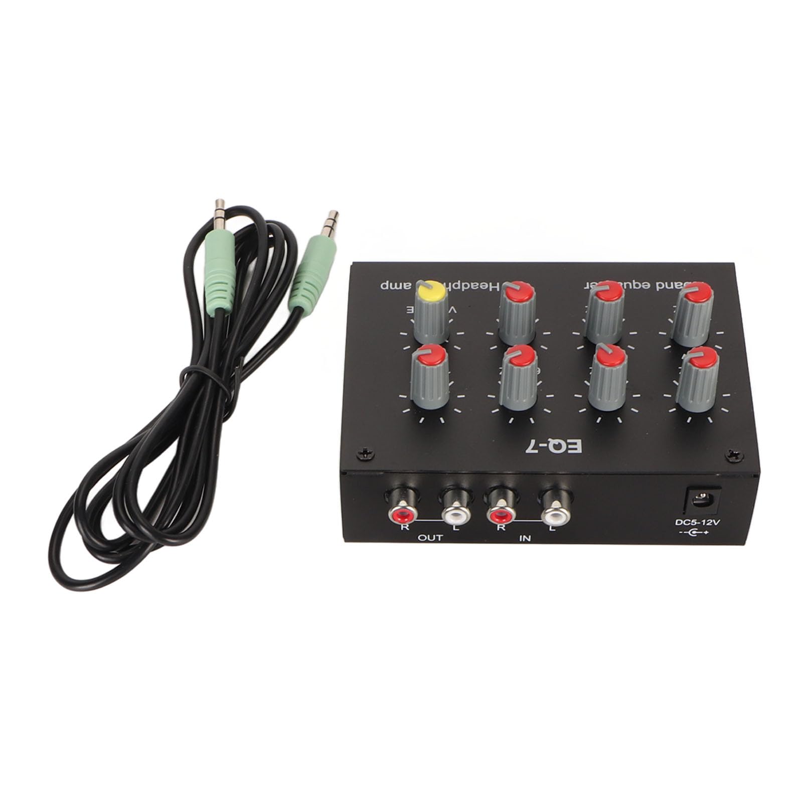 7-bands Grafische Equalizer, Tweekanaals Auto-audio-equalizer met uitgang en 3,5 Mm Ingang, Digitale Auto-equalizer voor Autoradio-geluidssysteem Subwoofer-luidspreker
