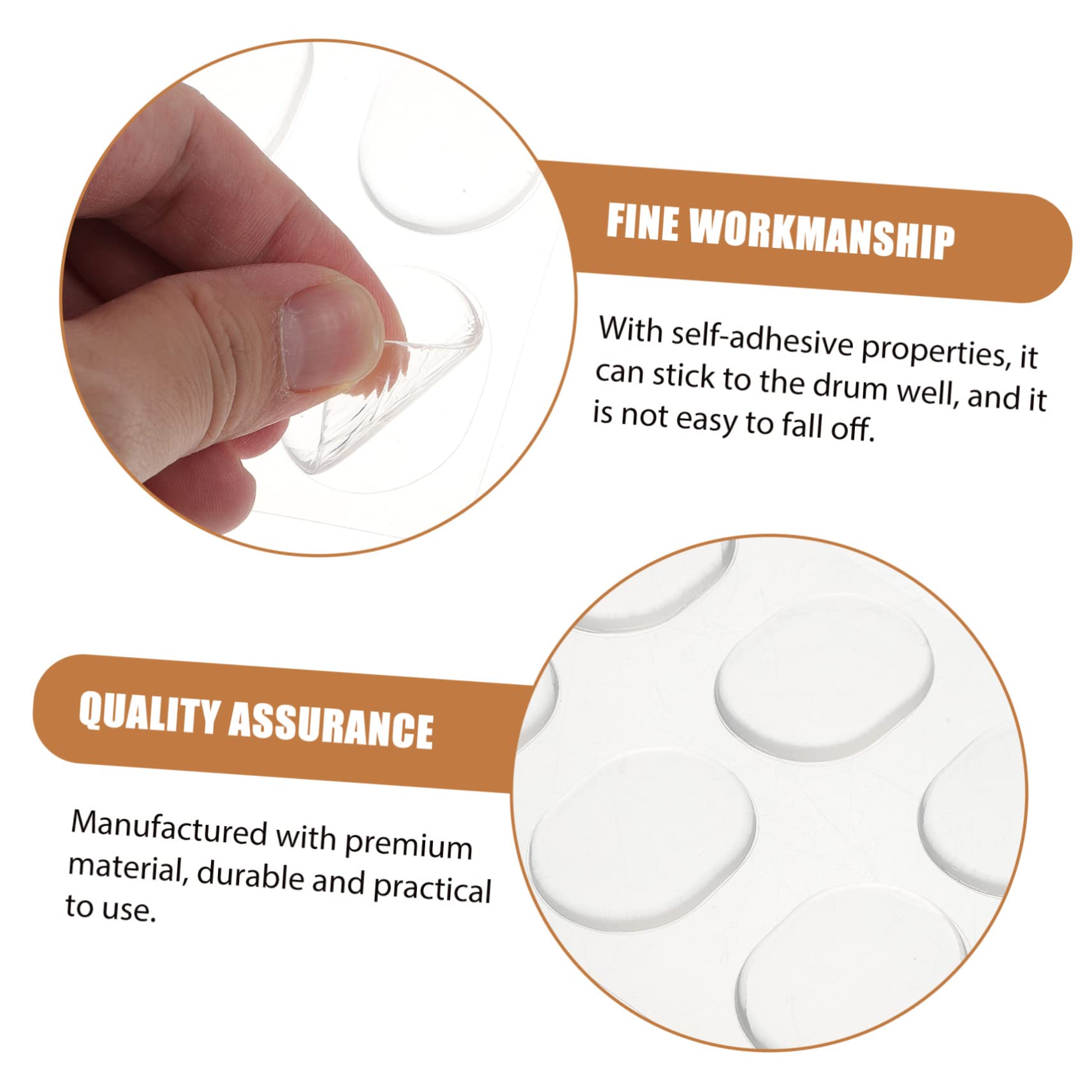 BESPORTBLE 12Pcs Drum Dampers Silicone Mute Pads for Snare and Bass Drums Self Adhesive Transparent Drum Silencers Reduce Overtones for Quiet Practice present for Drummers