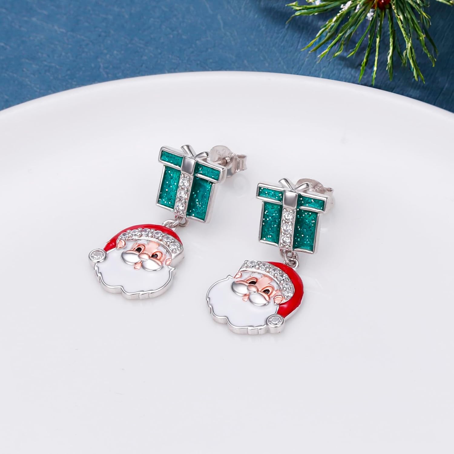Yearace Snowman Snowflake Christmas Earrings for Women Sterling Silver Santa Claus Stud Earrings - Winter Holiday Xmas Earrings Cute Colorful Christmas Jewelry Gifts