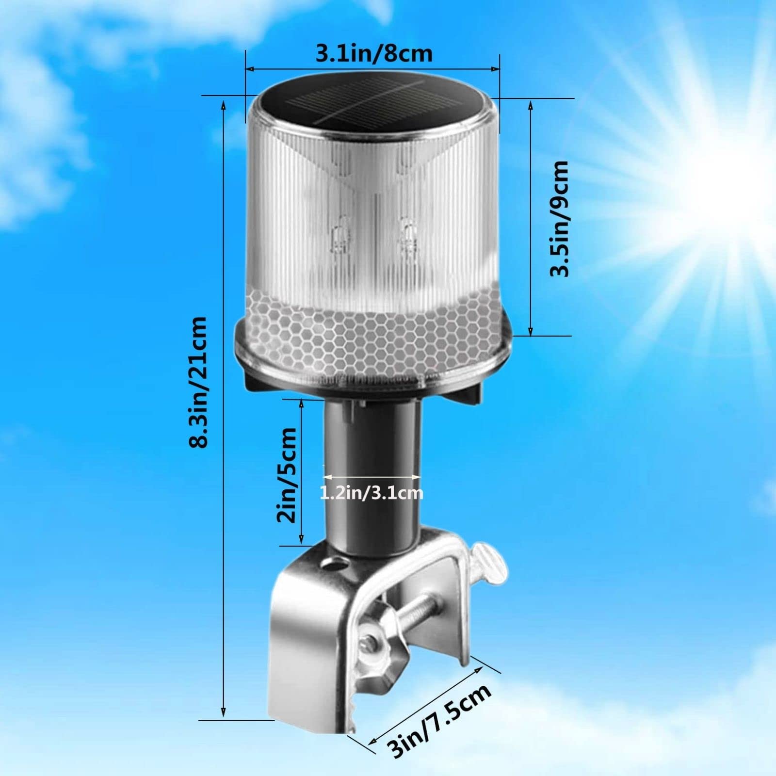 Cloud Fire luci di navigazione a led, luce 360 barca led solare 0,5 nm, luce di ancoraggio a LED con supporto, IP67, impermeabile per pescatori, barche, yacht, navi da carico