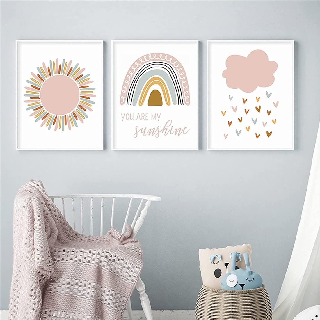 PLABBDPL Immagini per la Cameretta dei Bambini, Set di 3 Quadri Poster, Tela, Decorazione da Parete Regalo senza Cornice