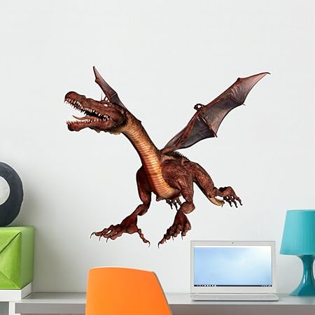 Wallmonkeys Flying Red Dragon Wall Decal Peel and Stick Decals for Boys (24 in W x 18 in H) WM181429