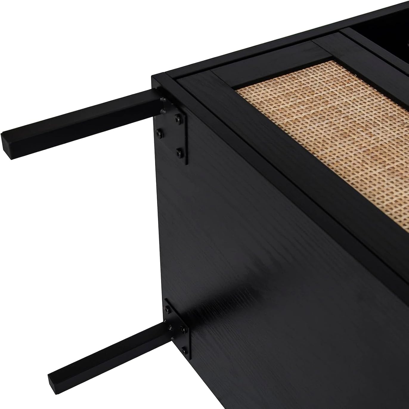 Alt view of the nightstand showing metal legs attached with screws