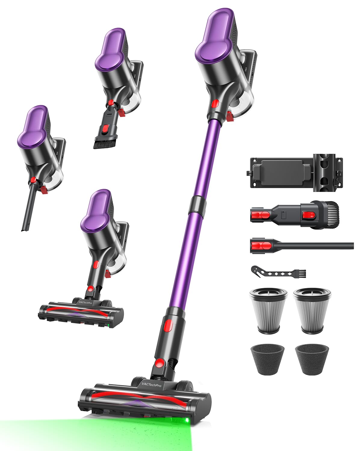 450W/45Min/45KPA Aspiradora sin Cable F02 Lite, Escoba Aspirador sin Cable | Aspirador sin Cable con Filtración de 8 Capas, Aspirador Vertical per Pavimenti/Tappeti/Peli, Aspiradora, Morado