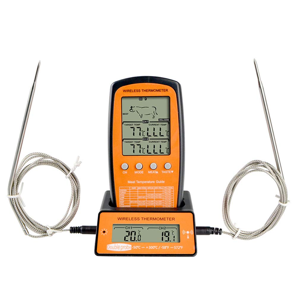 Gee Thermomètre numérique sans fil pour nourriture/four pour viande, eau, nourriture, barbecue, cuisine, minuterie de température, alarme