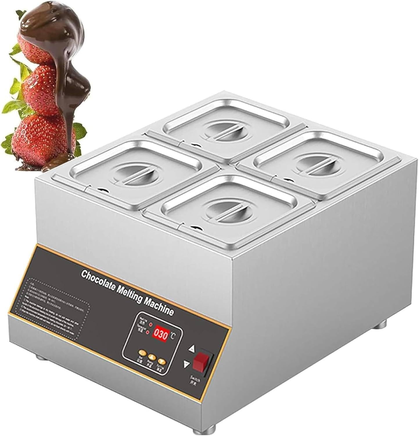Tempereuse a Chocolat, Cuiseur pour Chocolat avec Contrôle De La Température 0℃~95℃, Fondoir à Chocolat électrique 500w Acier Inoxydable Fondeuse,2tank