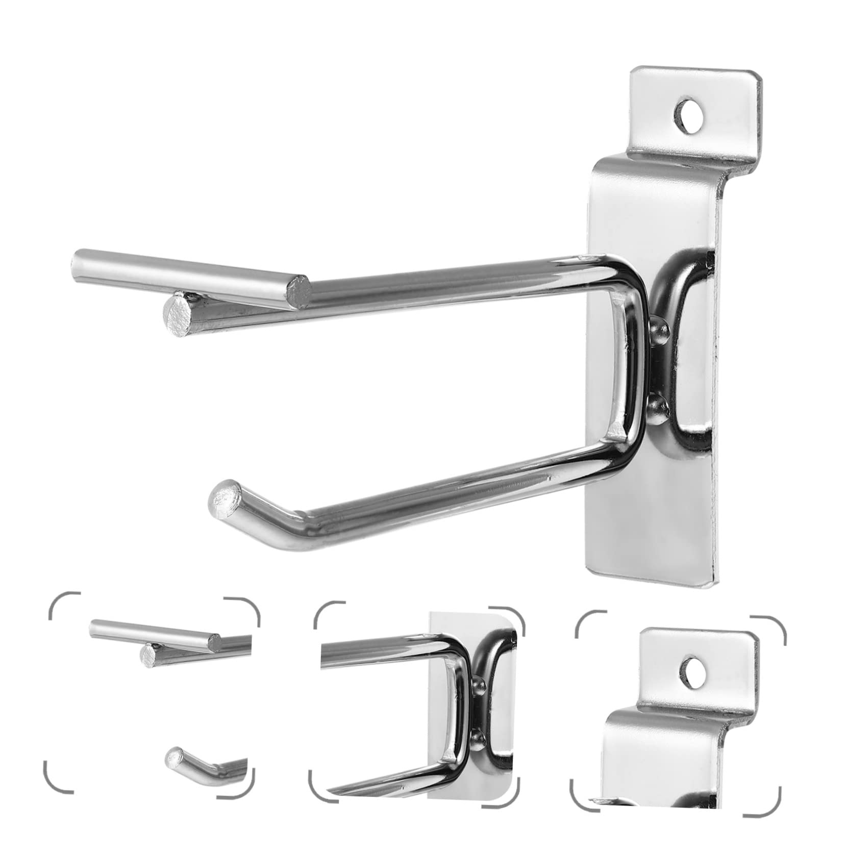Ganci per Pannello Forato in Ferro Argento 10 Pezzi | Compatibili Vari Tipi di Slatwall e Superfici Lisce, per Negozi e Garage, Adatti a Utensili e Articoli per Pulizia