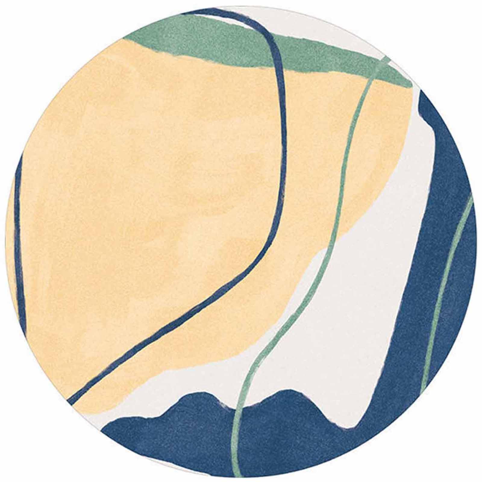 Tapis cercle moderne pour salon et chevet de chambre aux tons vert et bleu