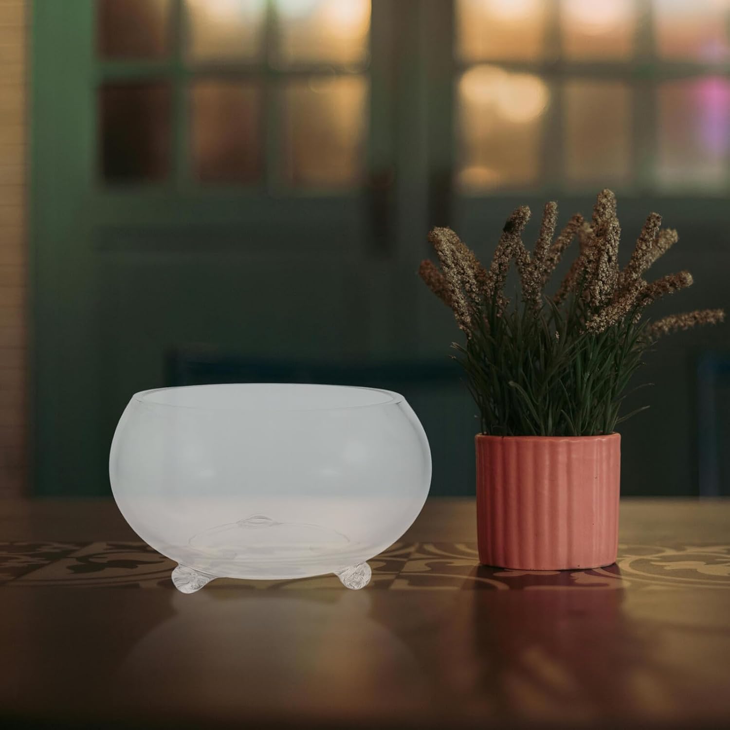 Glass Fish Bowl Bubble Terrarium Hydroponic Planter Round Small Decorative Vase for Succulents and Air Plants Home Office Centerpiece