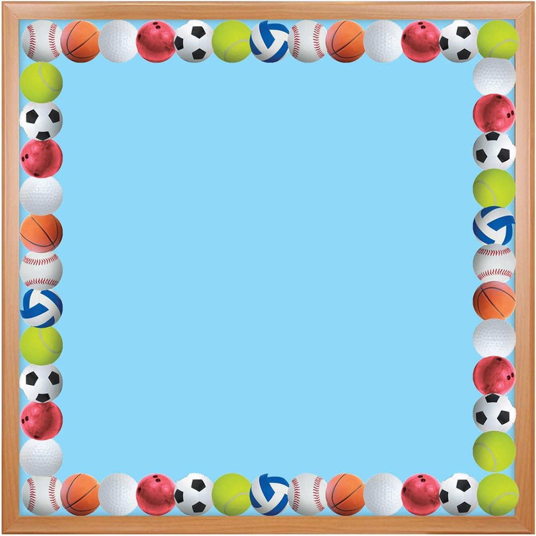 Hygloss Products Sports Balls Die-Cut Bulletin Board Border, 12 Pack (33616)